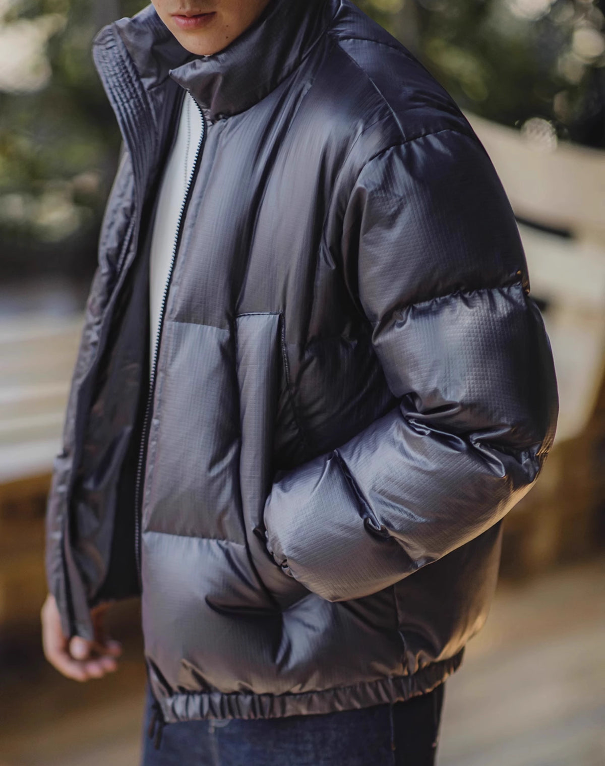 American Casual Small Plaid White Duck Down Warm Thick Men's Jacket - Harmony Gallery