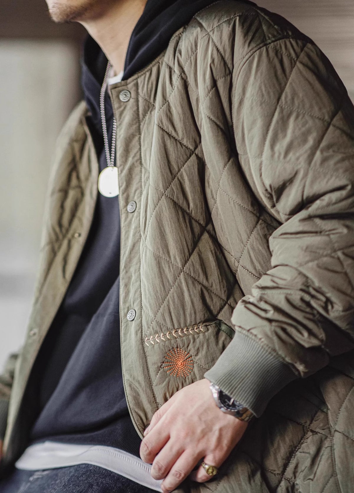 American Quilted Baseball Cotton-Padded Diamond Thick Warm Men's Jacket - Harmony Gallery