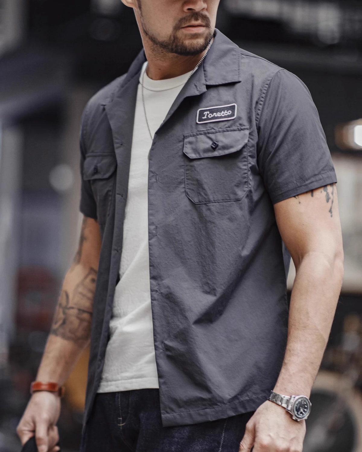 American Retro Toretto Tough Guy Lapel Thin Men's Shirt - Harmony Gallery