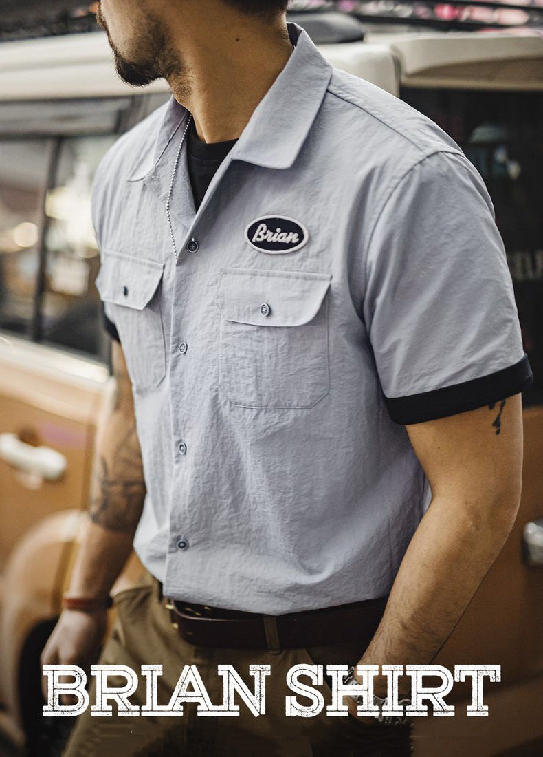 American Retro Speed And Passion Cuban Collar Tough Guy Men's Shirt - Harmony Gallery