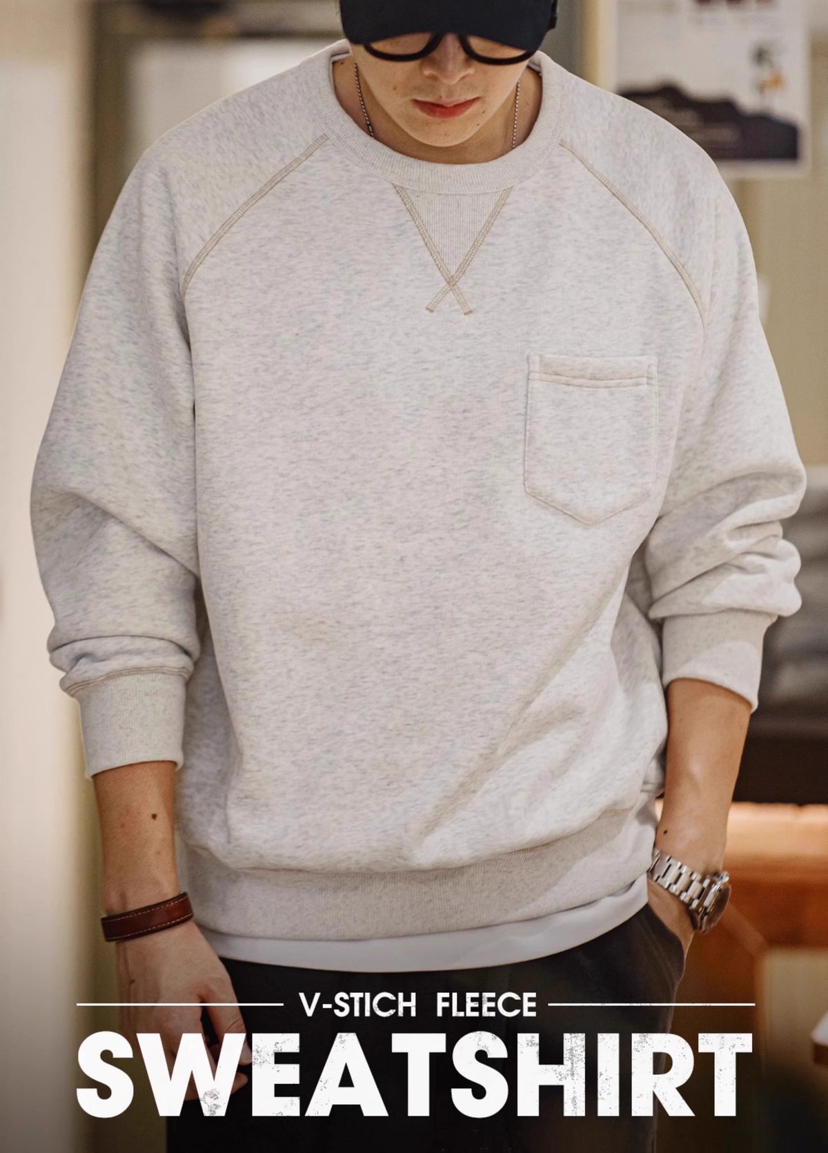 American Retro Heavy Velvet Sports Thick Warm Chest Pocket Men's Sweater - Harmony Gallery