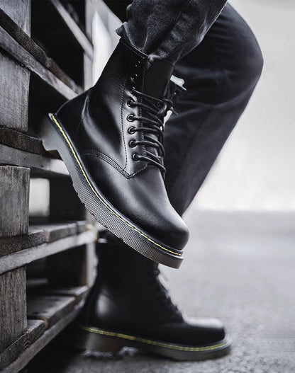 British Retro High-Top Leather motorcycle Versatile Martin Men's Boot - Harmony Gallery