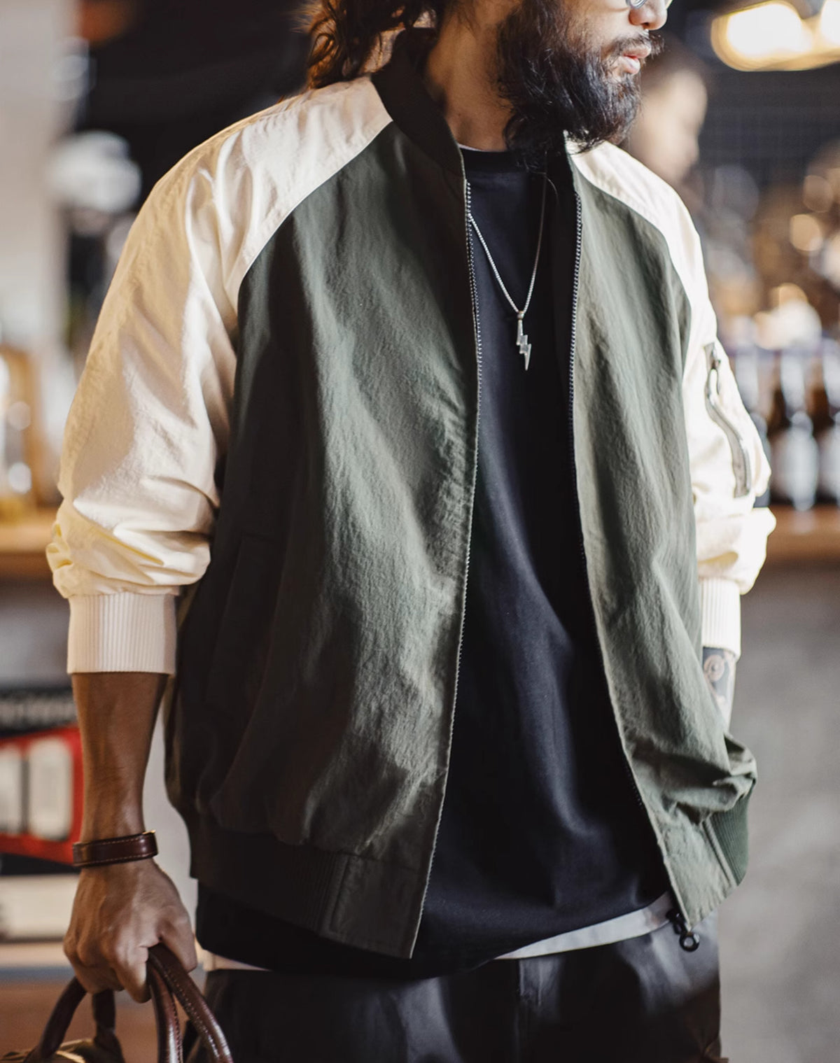 American Retro Contrast MA1 Pilot Color Matching Baseball Men's Jacket - Harmony Gallery