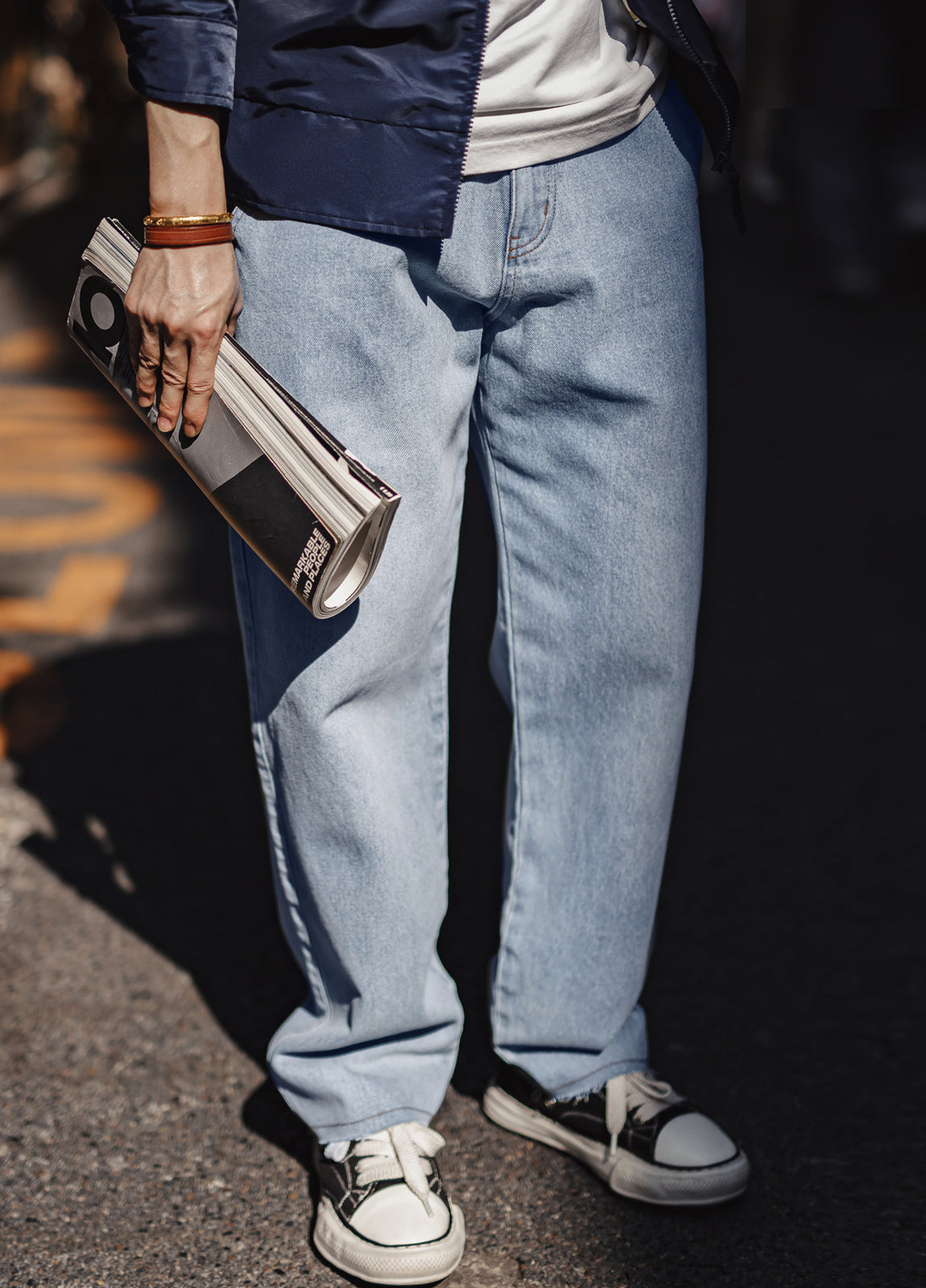 American Retro Workwear Washed Denim Pure Cotton Men's Jeans - Harmony Gallery