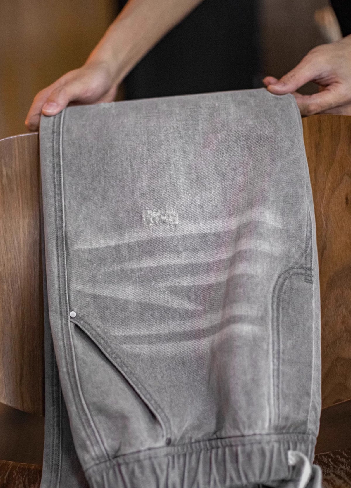 American Retro Washed Old Gray Ripped Cat Whisker Logging Men's Jeans - Harmony Gallery