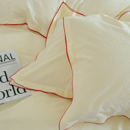 Nordic Solid Color Washed Four-Piece Pure Cotton Suitable For All Seasons Bed Set - Harmony Gallery