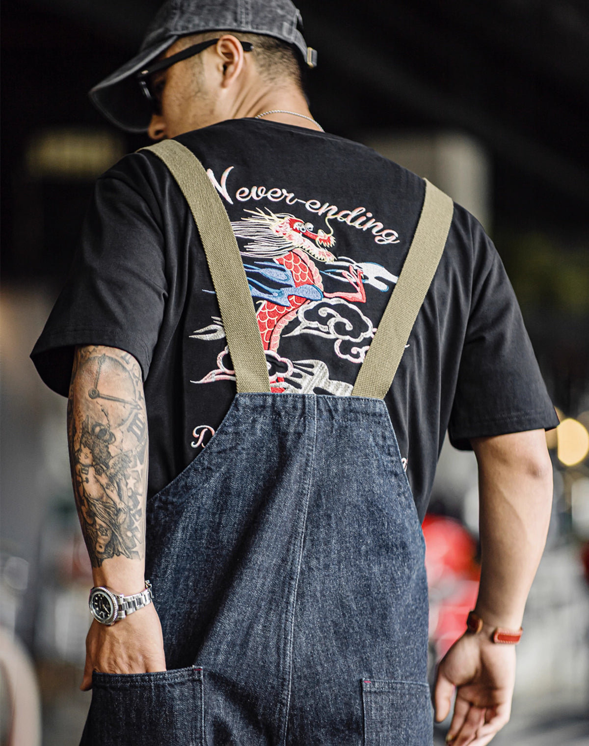 American Workwear Retro Heavy Embroidered Men's T-Shirt - Harmony Gallery