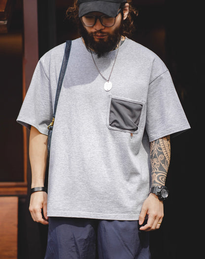 American Mountain Pocket off-shoulder Half-Sleeved Men's T-Shirt - Harmony Gallery