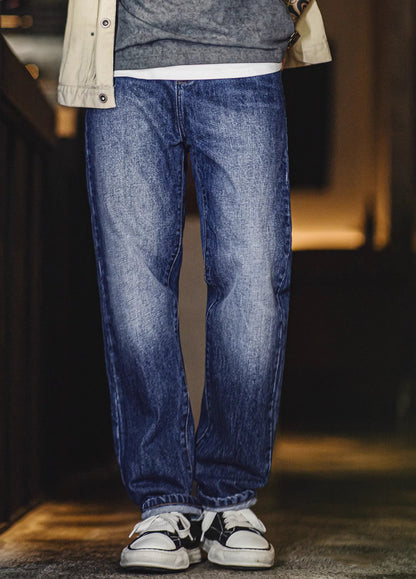 American Retro Washed Denim Whitened Distressed Men's Jeans - Harmony Gallery