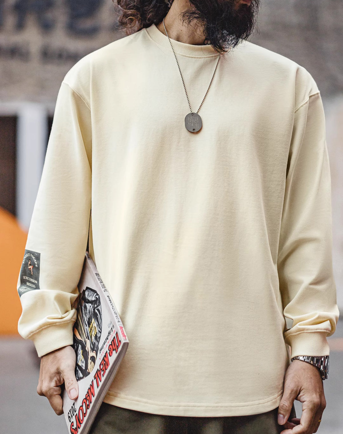 American Retro Printed Loose Casual Pure Cotton Oversized Men's Sweater - Harmony Gallery