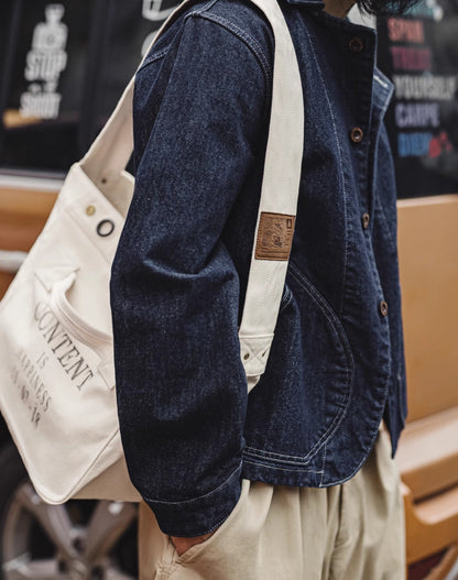 American Retro Motorcycle Large Capacity Canvas Messenger Printed Letter Men's Bag - Harmony Gallery