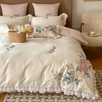 French Romantic Princess Cotton Four-Piece Pure Cotton Bed Set - Harmony Gallery
