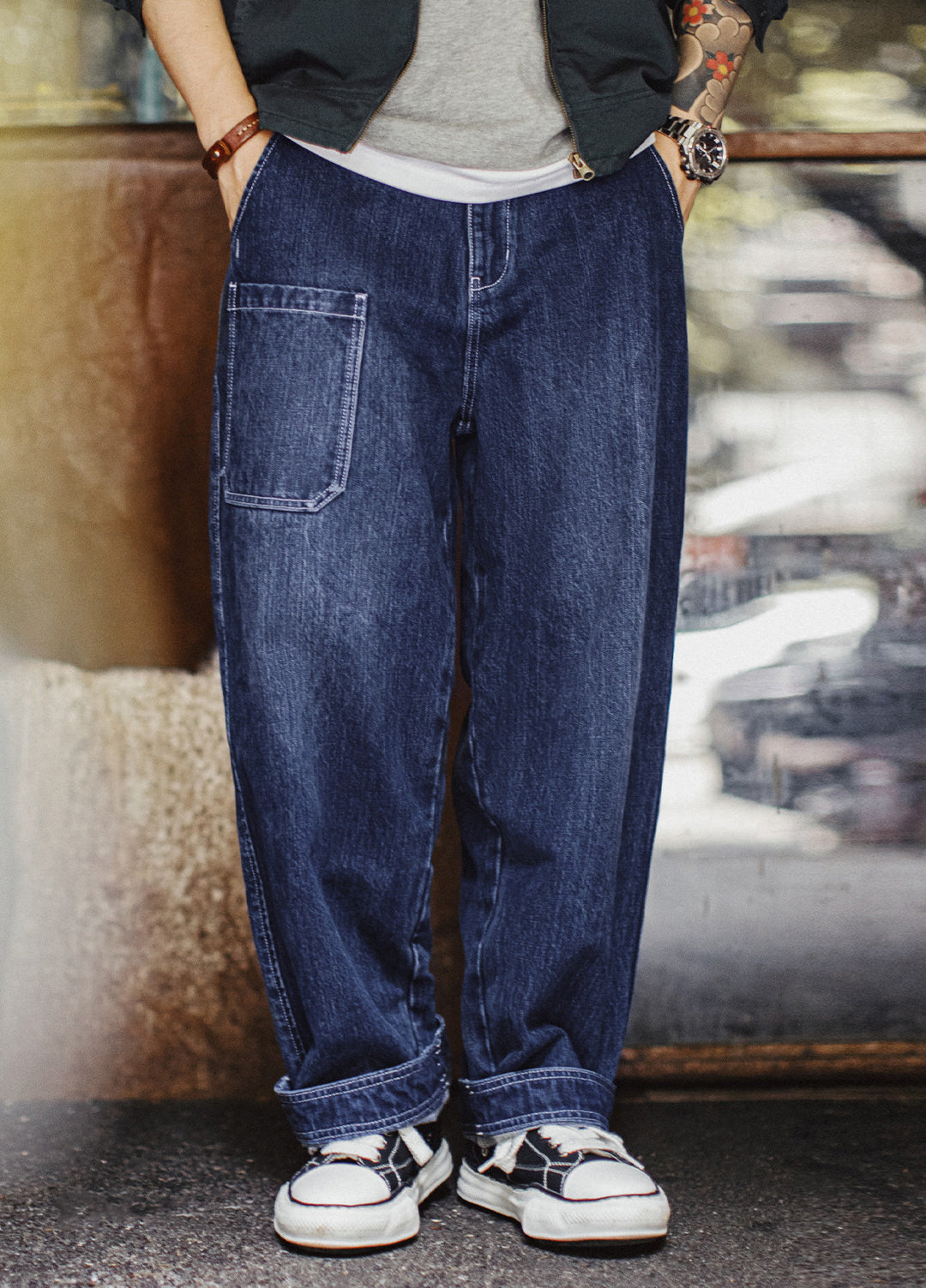 American Bamboo Washed Denim Straight Leg Slightly Tapered Men's Jeans