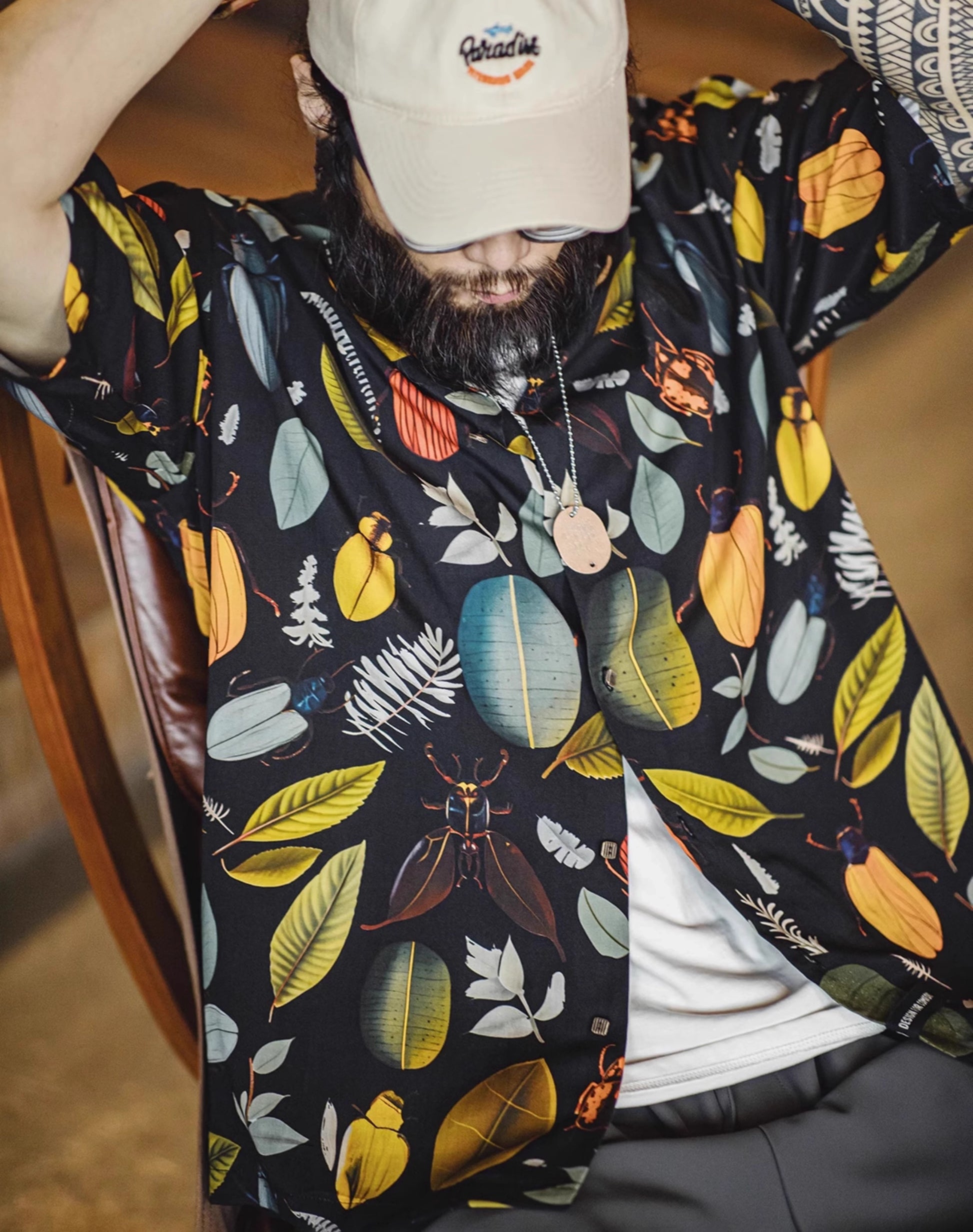 Hawaiian Tropical Rainforest Aloha Printed Lyocell Men's Shirt - Harmony Gallery