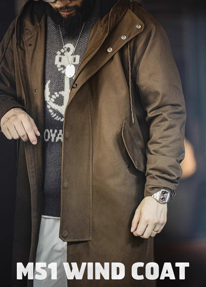 American Retro M51 Hooded Windbreaker Military Mid-Length Men's Jacket - Harmony Gallery