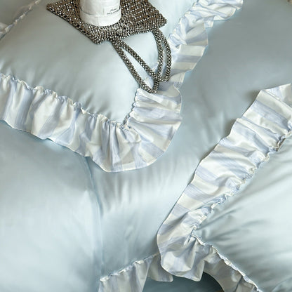French Lotus Leaf Lace Four-Piece Ice Silky Nude Sleeping Bed Set - Harmony Gallery