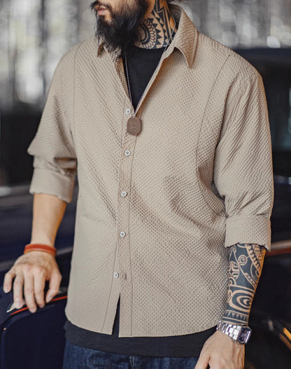 American Casual Non-Iron Textured Thin jacket Men's Shirt - Harmony Gallery