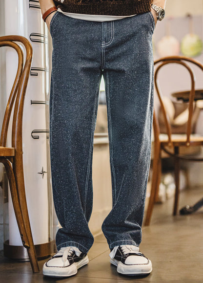 American Retro Snowflake Denim Copper Sulfate Washed Men's Jeans - Harmony Gallery