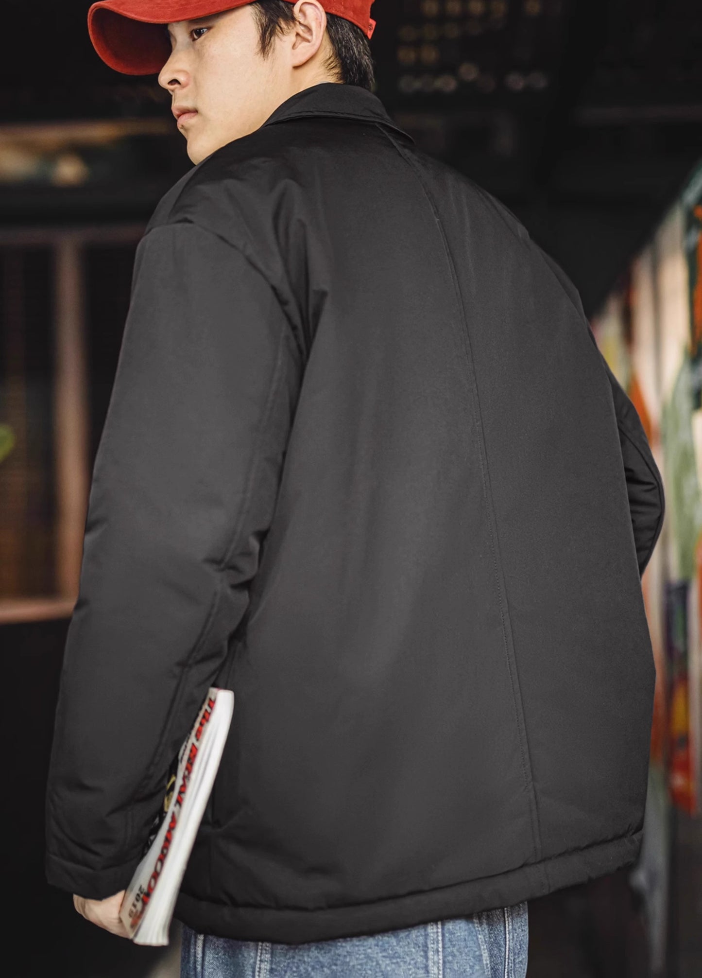 American Casual Flat Suit Jacket Cotton Black Thick Warm Men's Jacket - Harmony Gallery