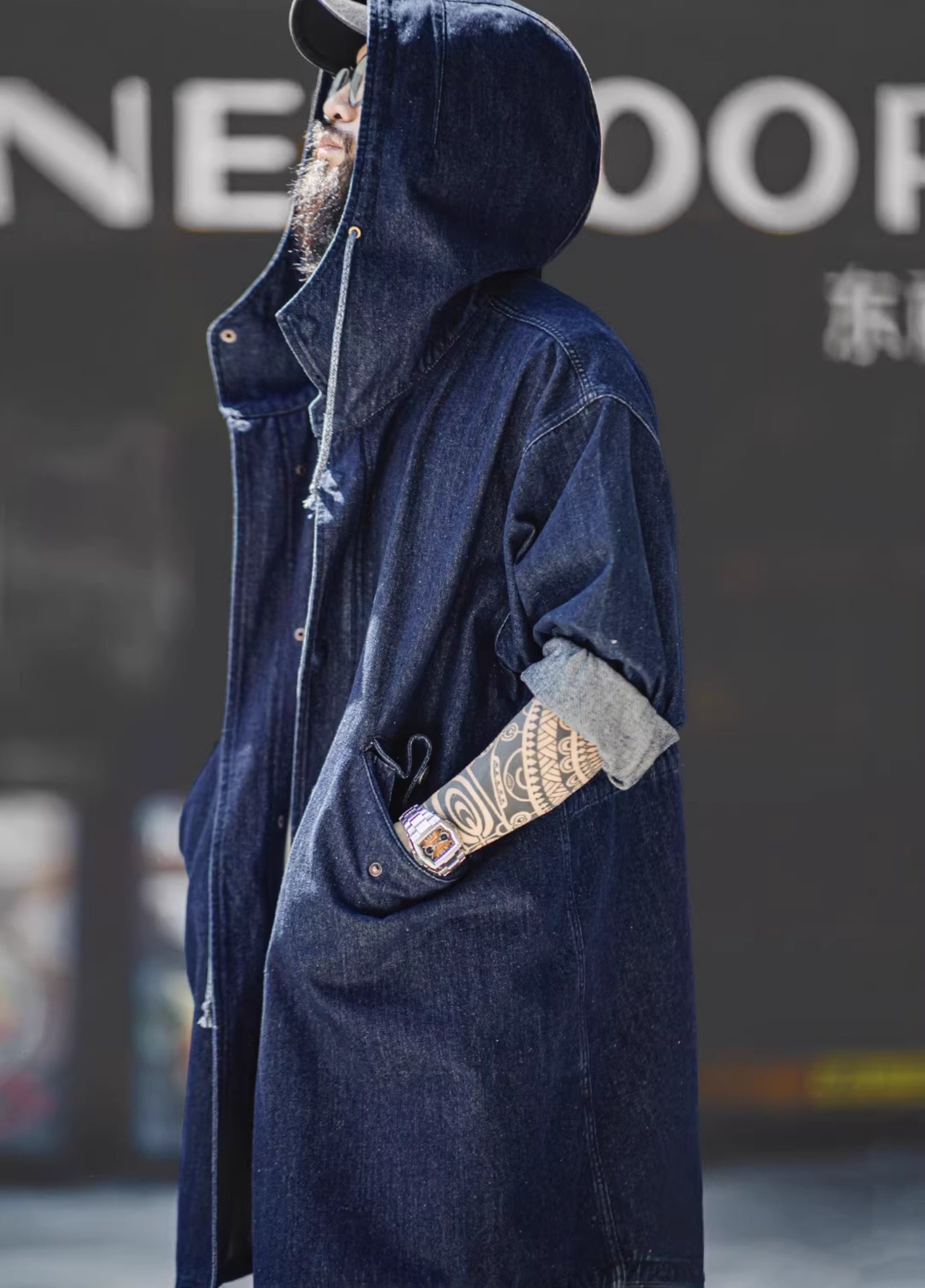 American Retro M51 Denim Fishtail Windbreaker Mid-Length Men's Jacket - Harmony Gallery