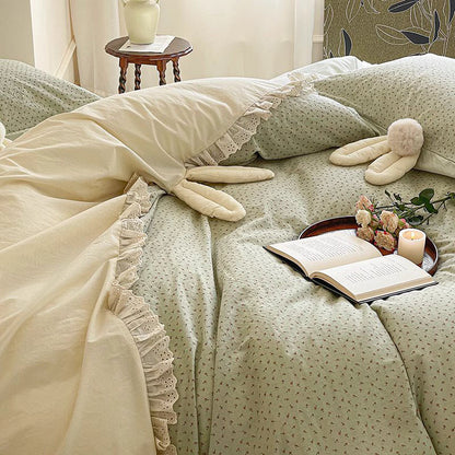 French Princess Floral Heart Cotton Four-Piece Bed Set - Harmony Gallery