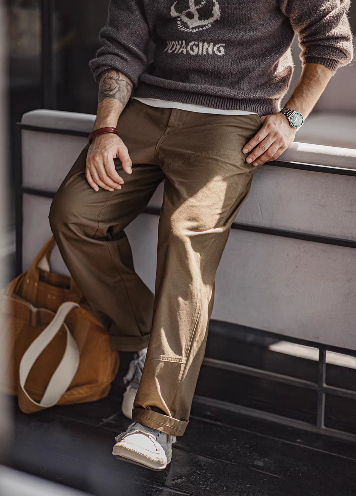 American Retro Clean Fit Logging Texture Sense Cotton Men's Trousers - Harmony Gallery