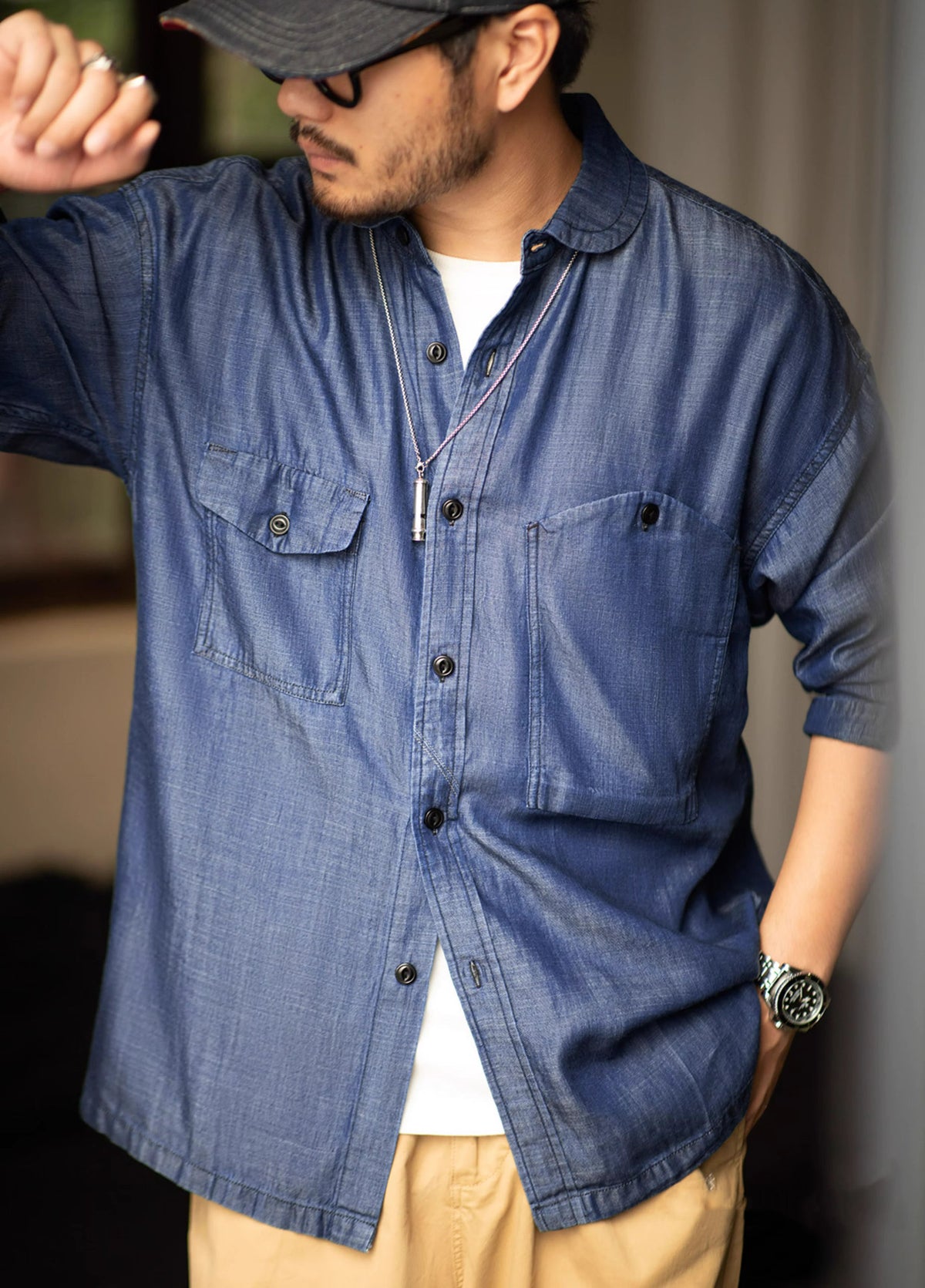 American Workwear Retro Tencel Denim Lyocell Men's Shirt - Harmony Gallery