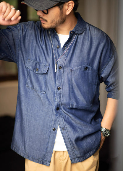American Workwear Retro Tencel Denim Lyocell Men's Shirt - Harmony Gallery