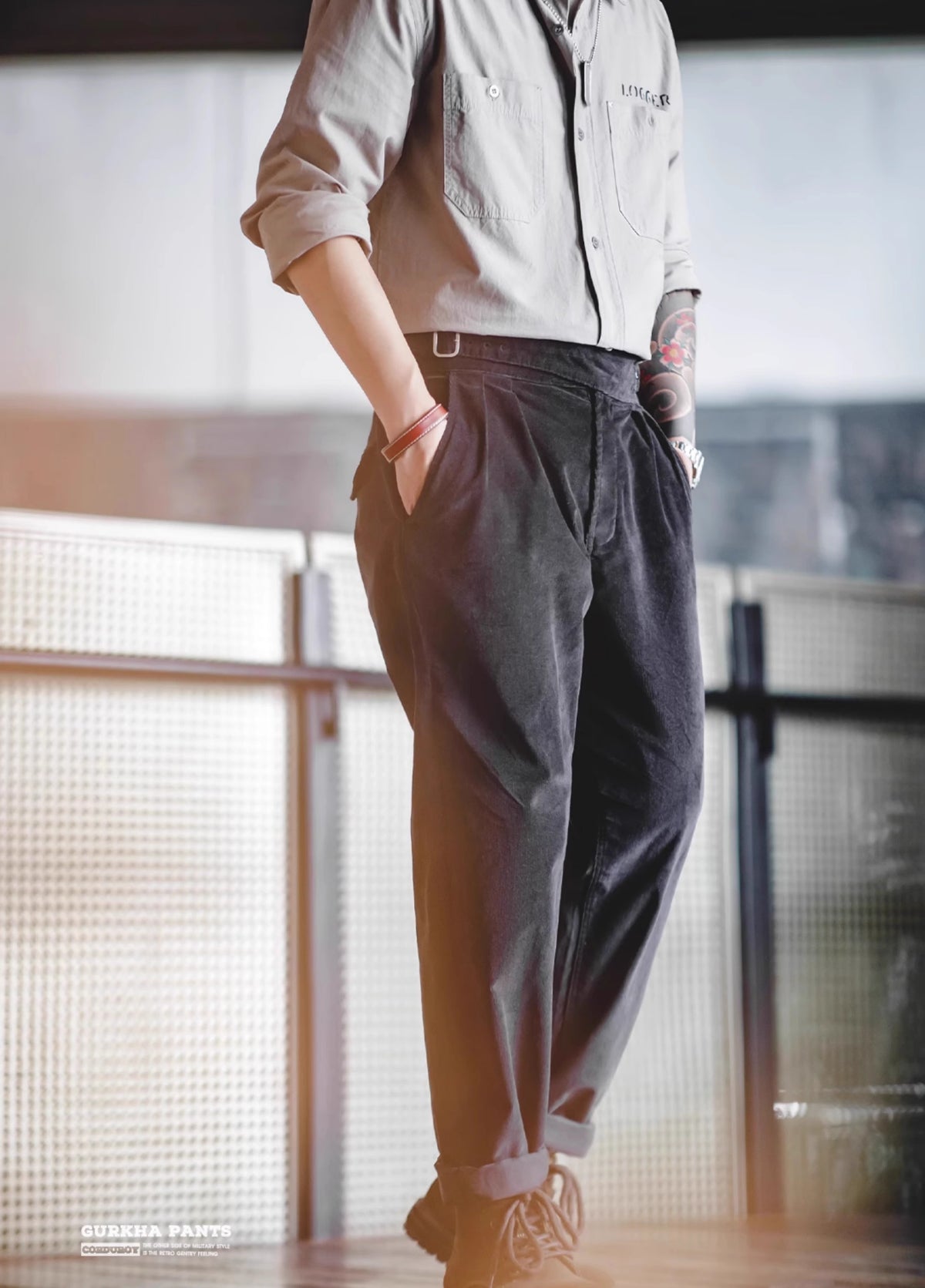 American Retro Corduroy Naples Suit Double Pleated Men's Trousers - Harmony Gallery