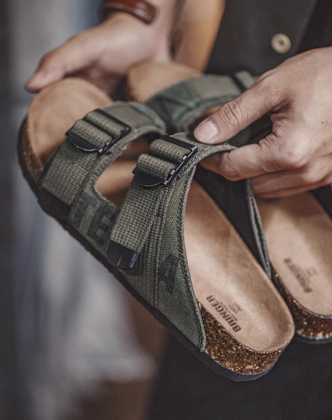 Outdoor Beach Retro Camouflage Canvas Cork Flip Flops Men's Sandal - Harmony Gallery