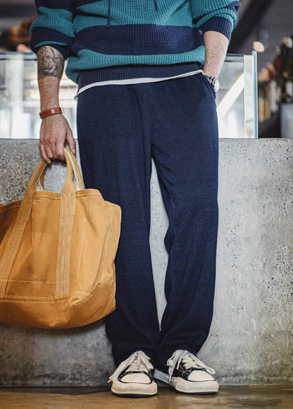 American Retro Knitted Drape Waffle Sweatpants Textured Men's Trousers - Harmony Gallery
