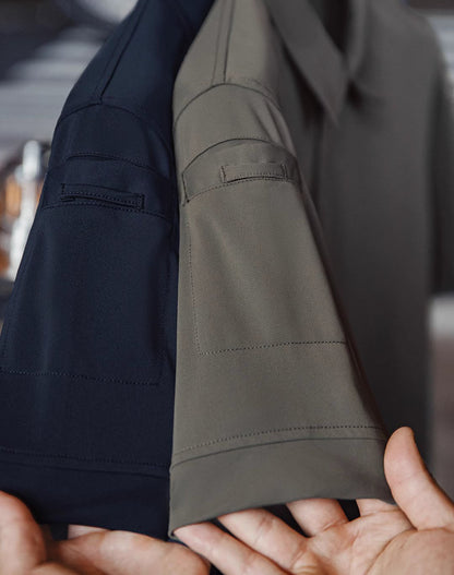 American Retro Half-Open Knitted Polo Military Velcro Men's T-Shirt - Harmony Gallery