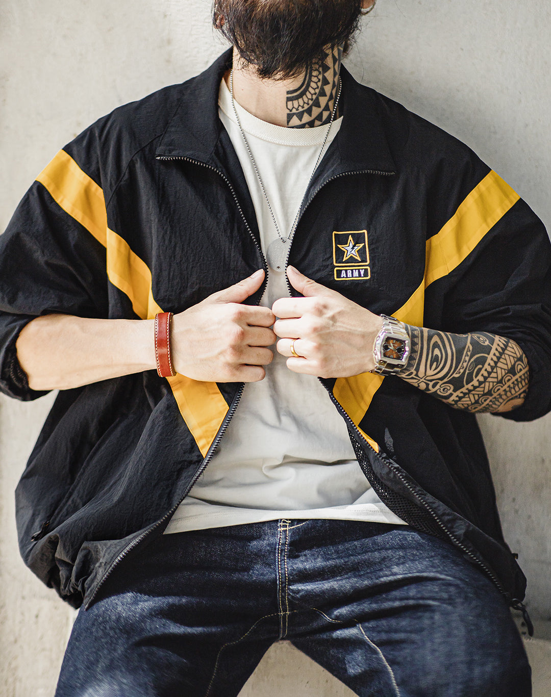 American Retro ARMY IPFU Contrast Color Sports Men's Jacket - Harmony Gallery