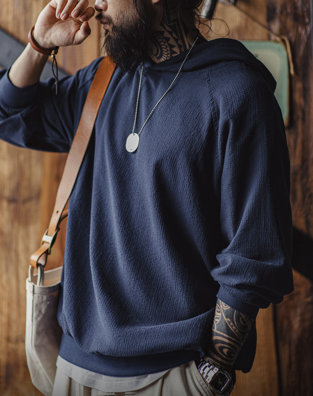 American Retro Jacquard Plaid Textured Raglan Sleeve Pullover Men's Sweater - Harmony Gallery