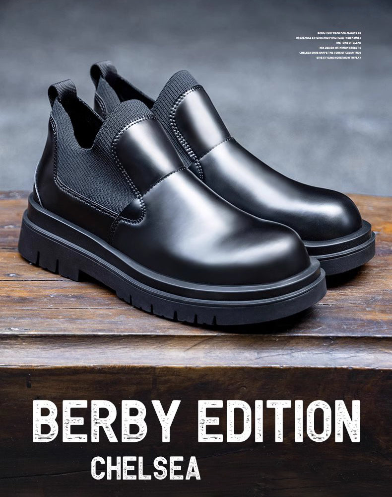 Derby Chelsea Casual Mid-Cut Martin Big Head  Leather Short Men's Boot - Harmony Gallery