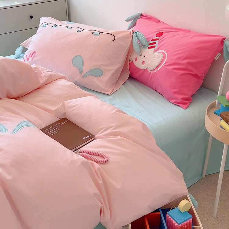 Girly Heart Cute Baby Elephant Four-Piece Pure Cotton Bed Set - Harmony Gallery