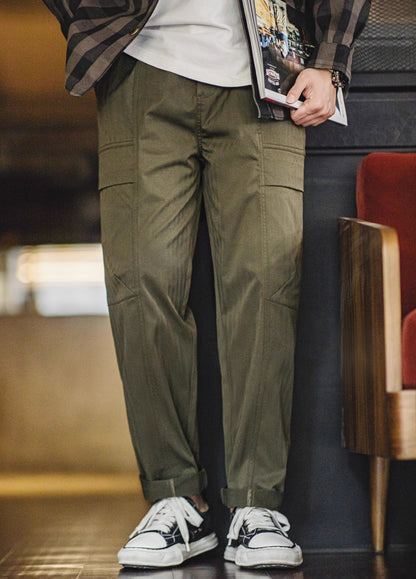 American Retro Multi-Pocket Herringbone Vibe Men's Trousers - Harmony Gallery