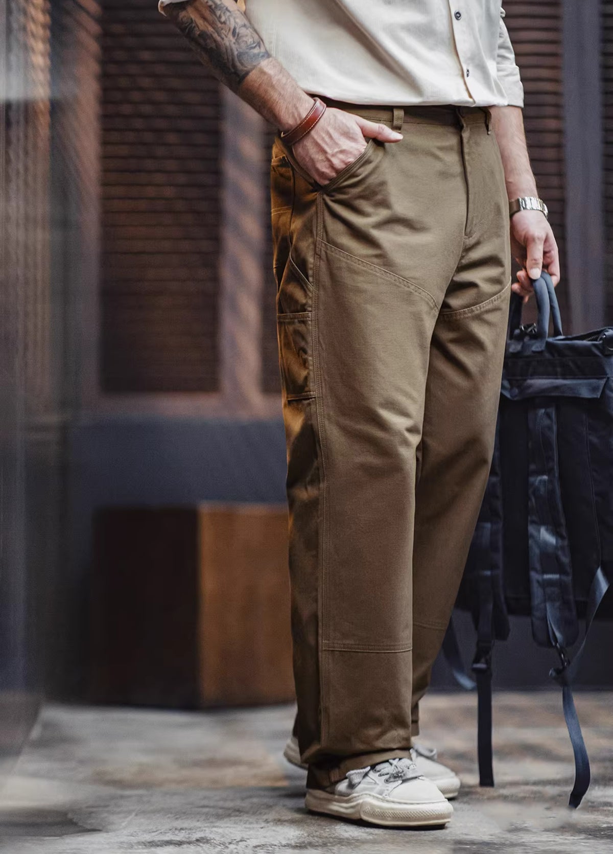 American Retro Clean Fit Logging Texture Sense Cotton Men's Trousers - Harmony Gallery