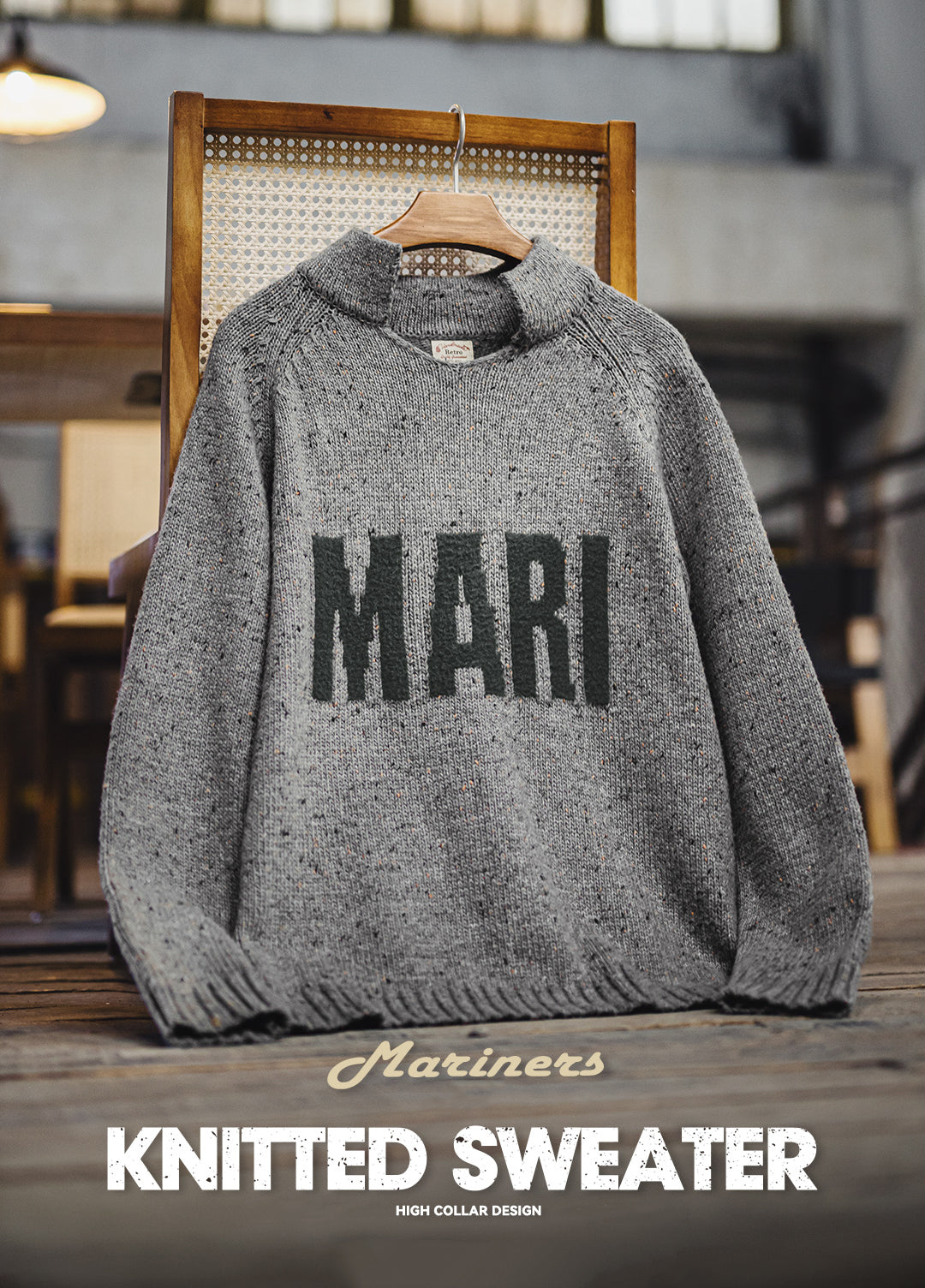 American Retro Jacquard Drape Pullover Knitwear Warm Elasticity Men's Sweater - Harmony Gallery