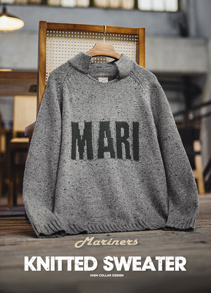 American Retro Jacquard Drape Pullover Knitwear Warm Elasticity Men's Sweater - Harmony Gallery