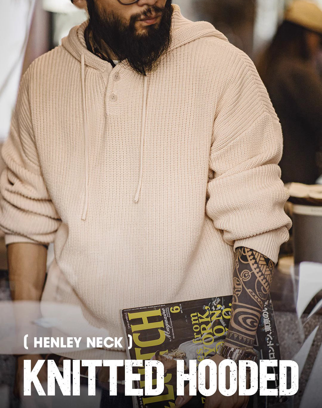 American Casual Henry Collar Knitted Hooded Lazy Pullover Men's Sweater - Harmony Gallery