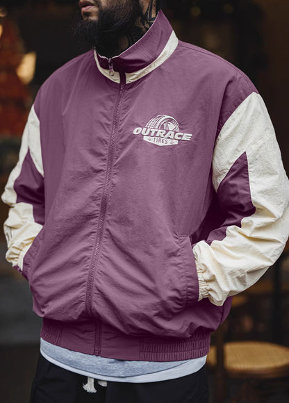 American Retro Contrast Color Embroidery Wear-Resistant Motorcycle Men's Jacket - Harmony Gallery