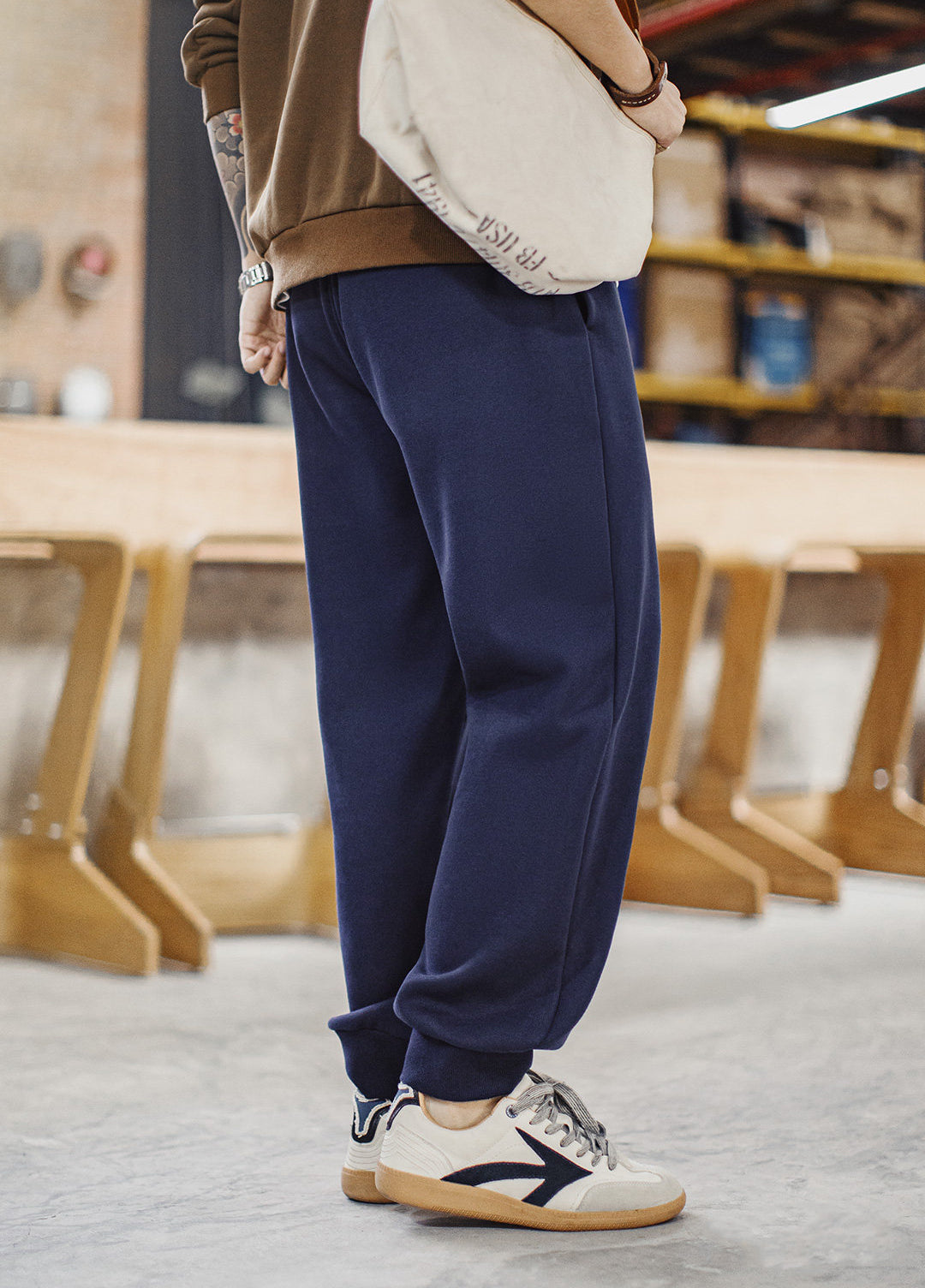American Jogger Sweatpants Fleece Thickened Warm Drawstring Men's Trousers