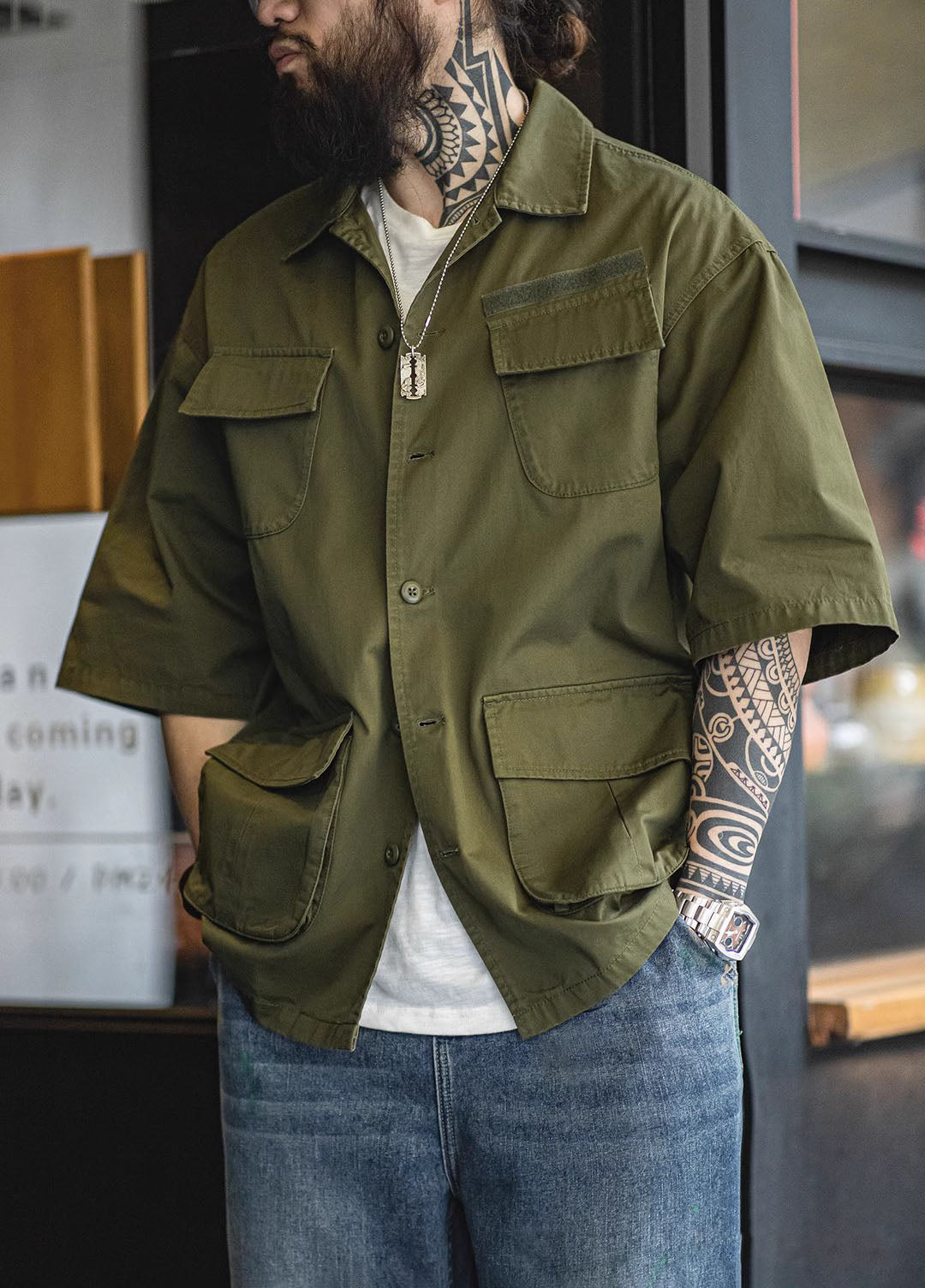 American Retro Workwear M42 Four-Pocket Military Men's Shirt - Harmony Gallery