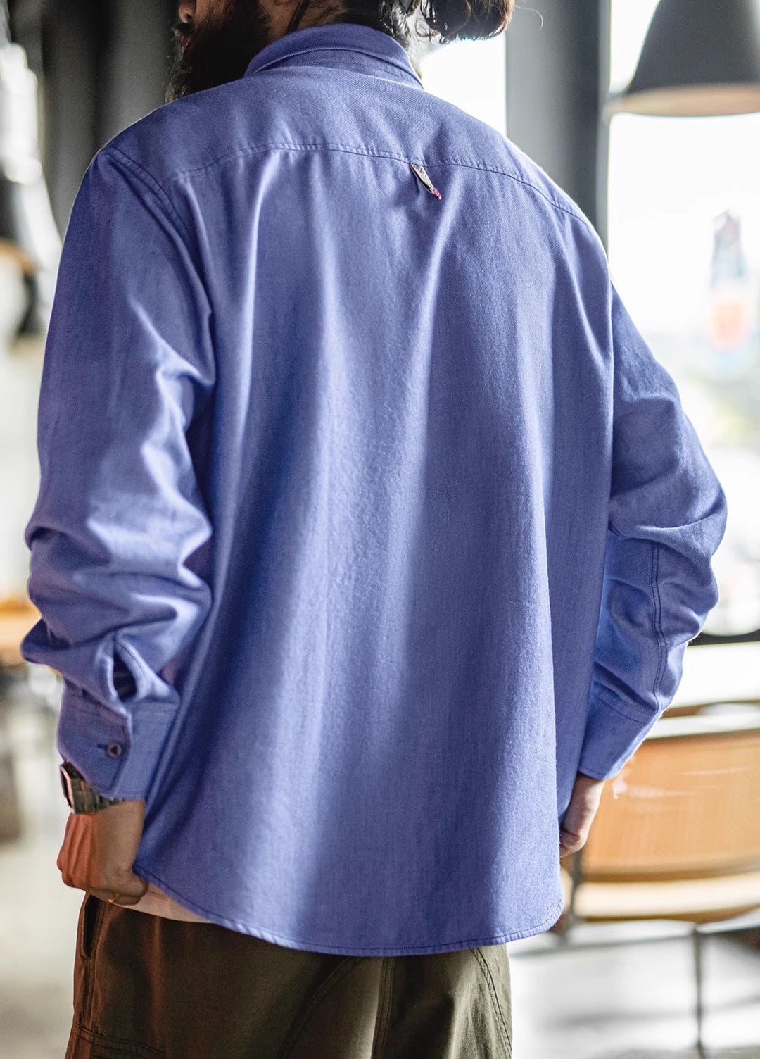 American Casual Oxford Long-Sleeved Blue Pure Cotton Cloth Men's Shirt - Harmony Gallery
