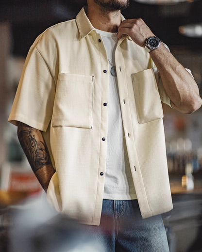 American Oversize Drapey No-Iron Textured Silhouette Men's Shirt - Harmony Gallery