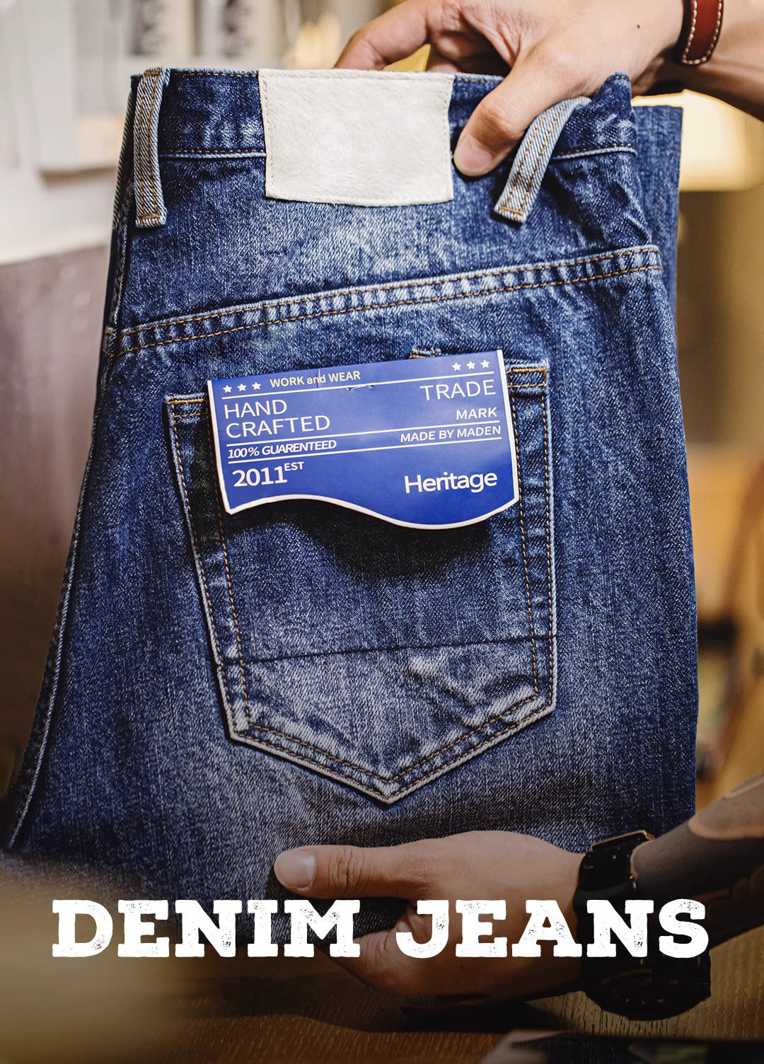 American Retro Washed Denim Whitened Distressed Men's Jeans - Harmony Gallery