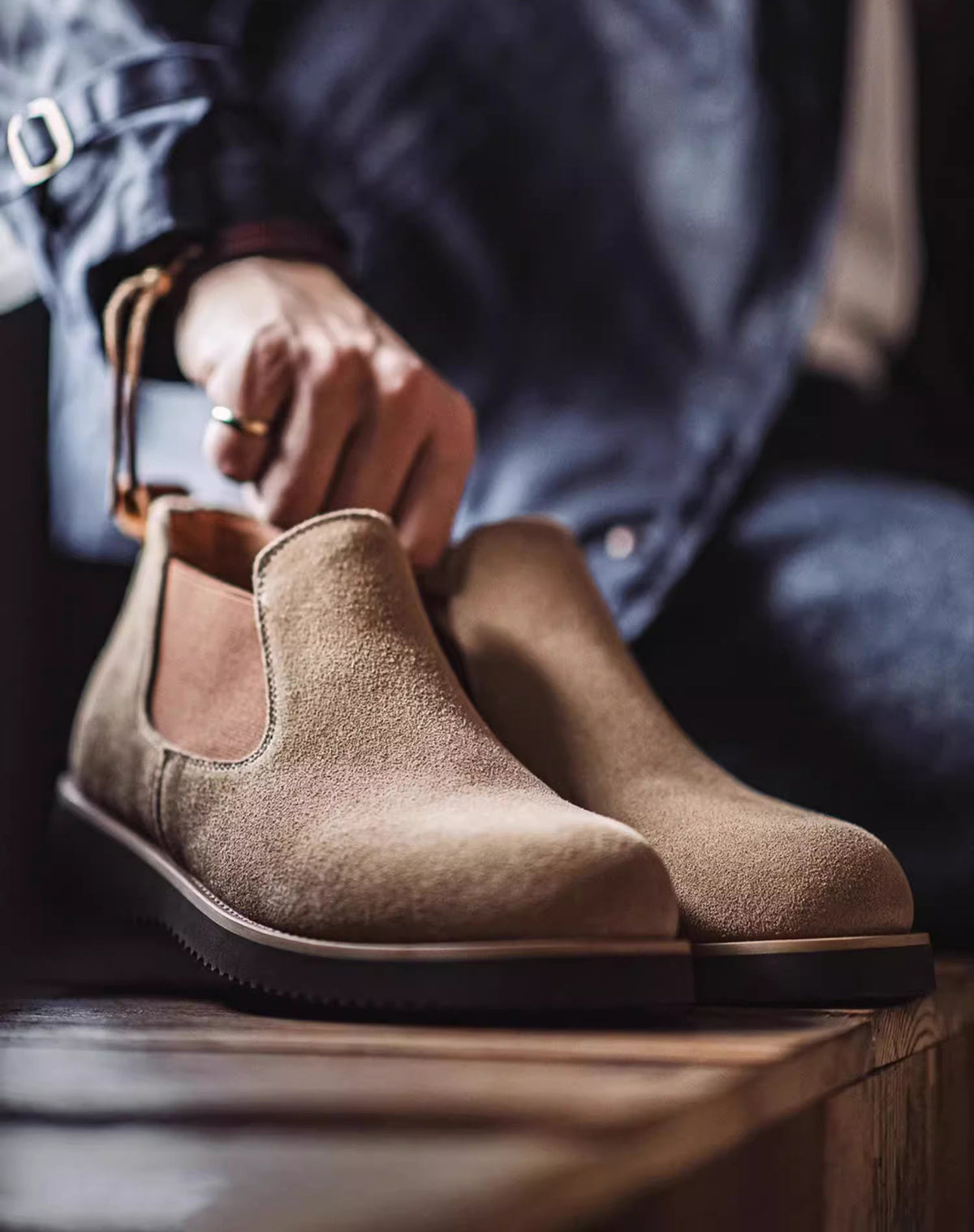 Chelsea Retro Winter One-Step Cow Suede Leather Men's Boot - Harmony Gallery