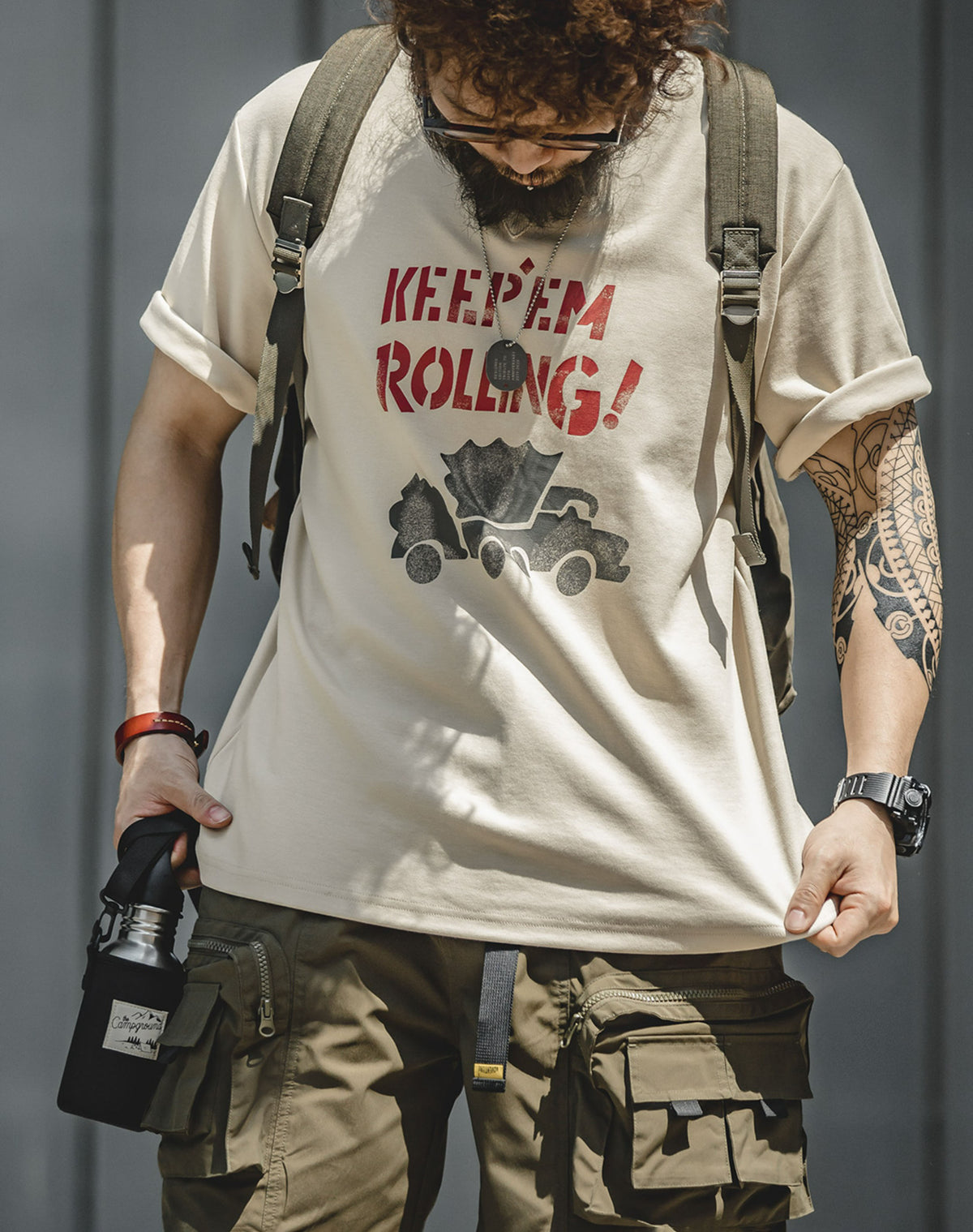 American Graffiti Letter Printing Round Neck Men's T-Shirt - Harmony Gallery