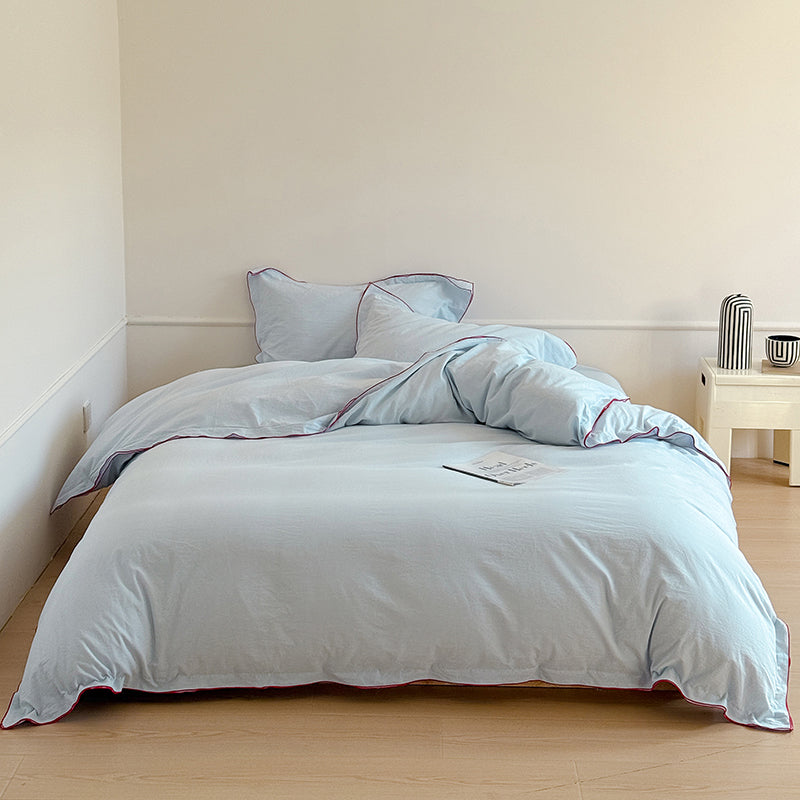 Nordic Solid Color Washed Four-Piece Pure Cotton Suitable For All Seasons Bed Set - Harmony Gallery